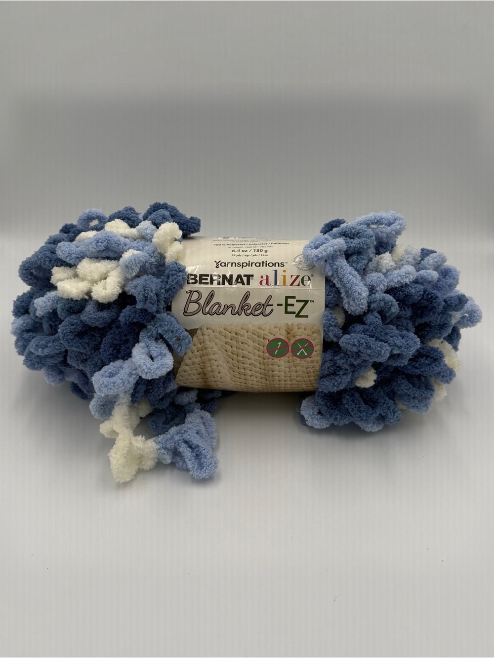 Bernat Alize Blanket-EZ Plush Yarn - Blue & White Mix